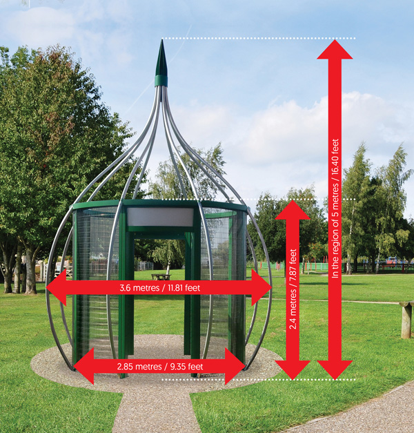 love lock tree size in metres and feet